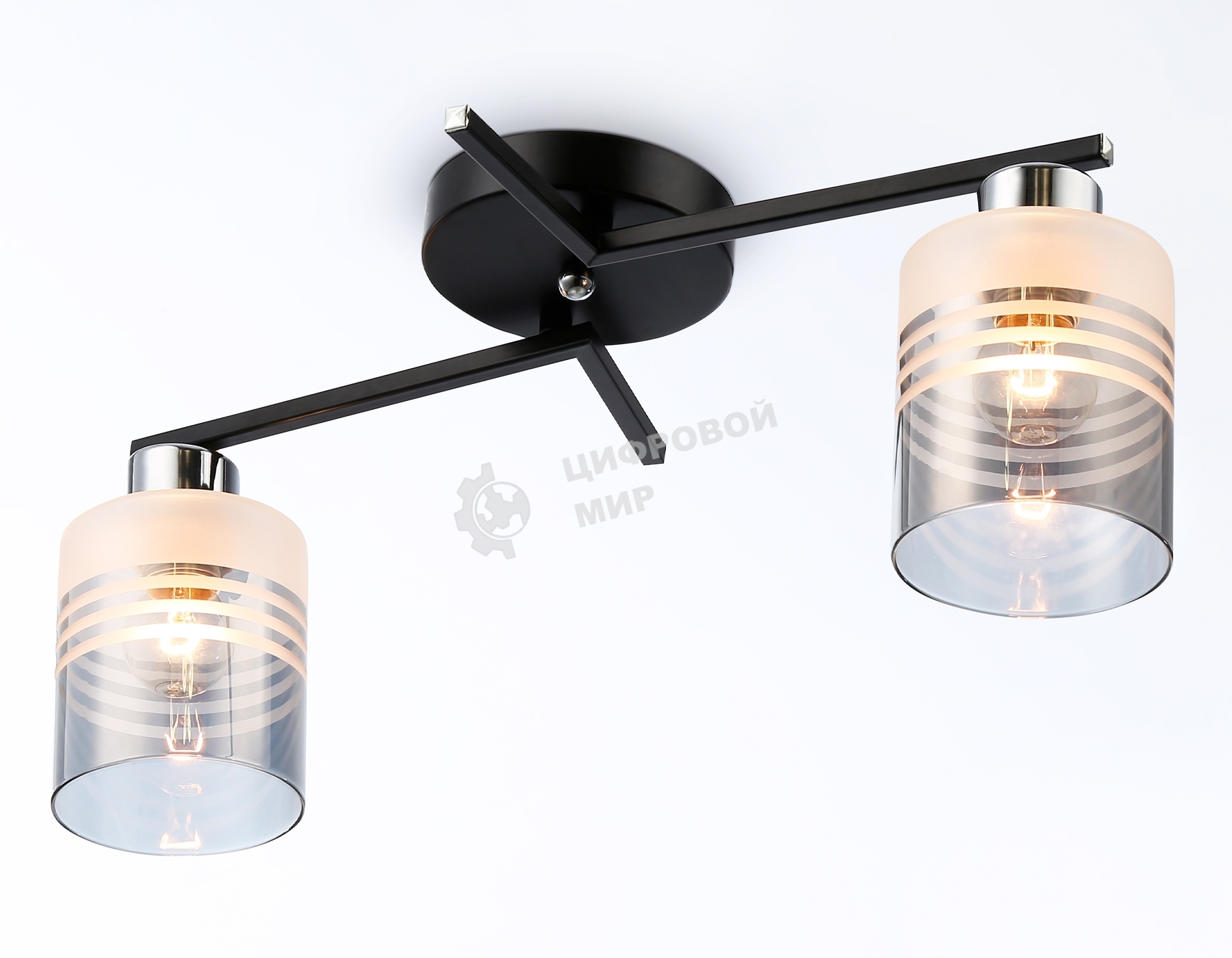 Светильник Ambrella light TR303211/2 BK/CH/SM/FR черный/хром/дымчатый/белый матовый E27*2 max 60W 500*170*200