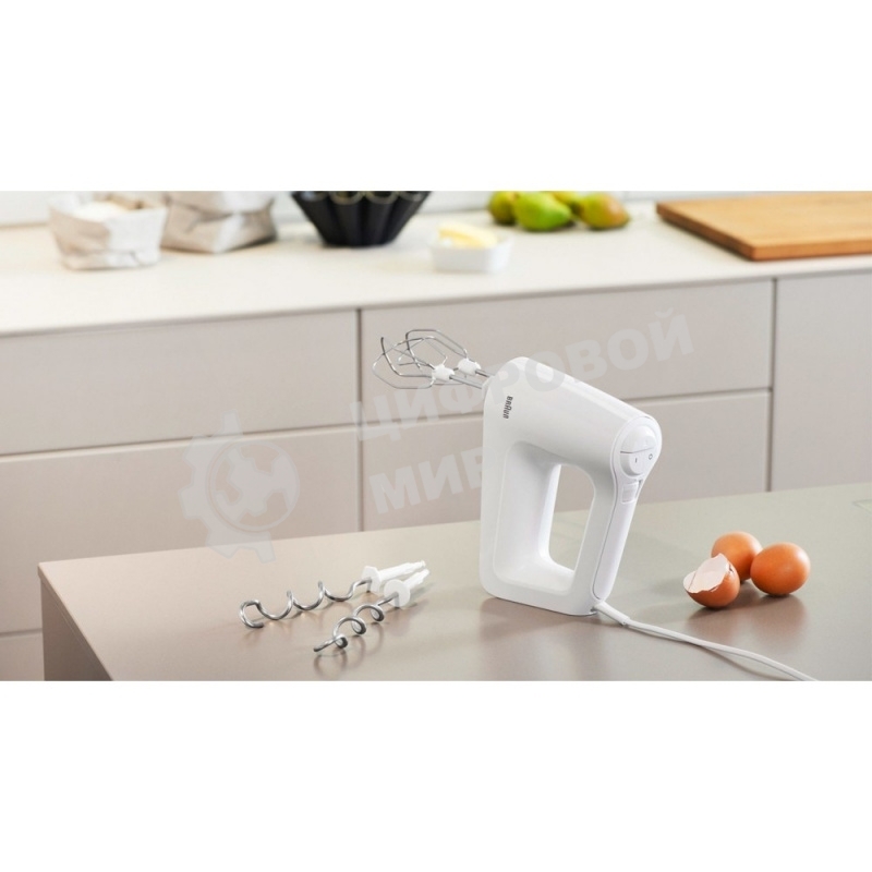 Миксер Braun  HM3000 Мощность 450Вт. Управл-е механич. 5 скоростей. Туроборежим. Венчик для взбивания. Насадка для замешивания теста.