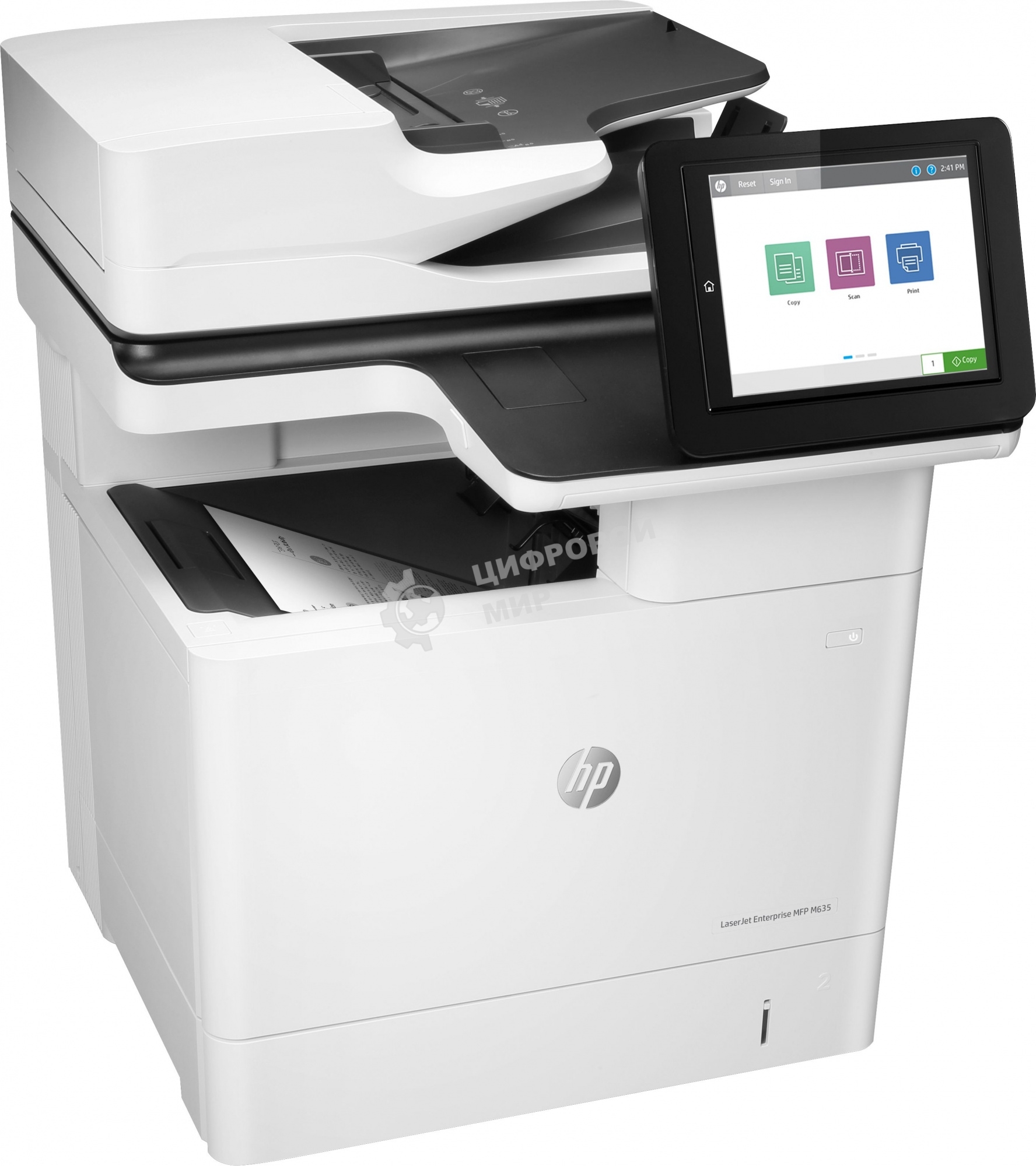 МФУ лазерное HP LaserJet Enterprise MFP M635h (A4, принтер/копир/сканер, 1200dpi, 61ppm, 1.5Gb+HDD500Gb, DADF150, Duplex, Lan, USB) (7PS97A)