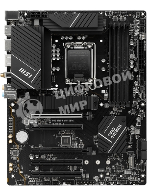 Материнская плата MSI PRO B760-P WIFI DDR4, LGA 1700, Intel B760, 4xDDR4, 4xSATA, 2xM.2, 1xPCIe 4.0 x16, 1xPCIe 4.0 x4, 3xPCIe 3.0 x1, 1xHDMI, 1xDP, 1xRJ45 2.5Gb, Wi-Fi 6E, Bluetooth 5.3, 1xUSB-C 3.2 Gen 2, 2xUSB-A 3.2 Gen 2, 4xUSB-A 2.0, 5x3.5мм, TOSLINK, 7.1, Standard-ATX