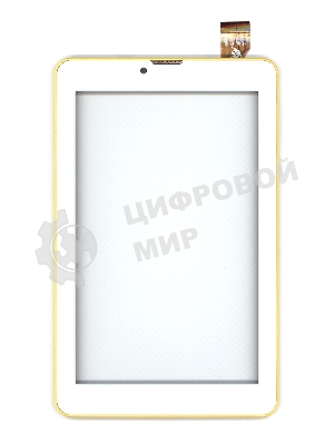 Сенсорное стекло (тачскрин) для Irbis TZ753, белое с желтой рамкой