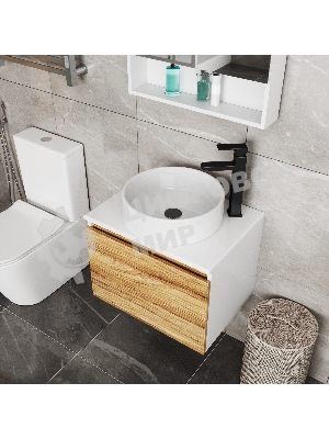 Тумба с раковиной и выпуском (Тумба Bau Dream Blackwood 60, умывальник BAU Dream круглая D41, выпуск клик клак, черный)