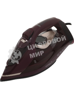 Утюг Vitek VT-IRN1204 бордовый, 2400 Вт, 23 г/мин, 150 г/мин, 450 мл