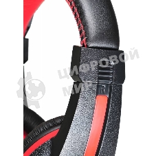 Гарнитура проводная с микрофоном Oklick HS-L200 черный/красный 2м мониторы оголовье (359484)