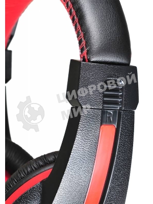 Гарнитура Oklick HS-L200 чёрный/красный, проводная, 3.5 мм