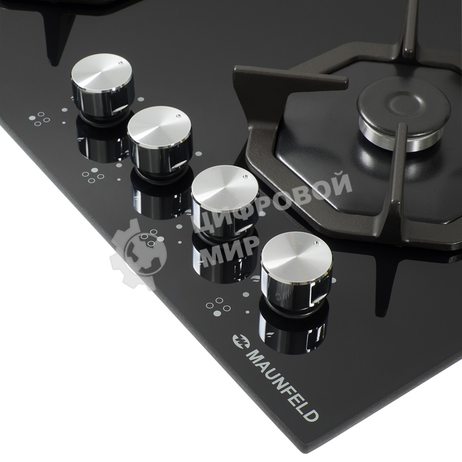 Газовая варочная панель Maunfeld EGHG.64.2CB/G, 4 конфорки, закаленное стекло, черный