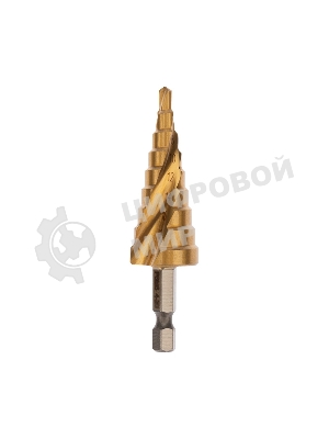 Сверло по металлу ступенчатое Kranz ТИТАН 4,0-20,0 мм 76 мм 65 HRC Р6М5 TiN