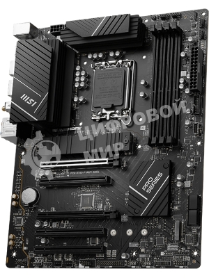 Материнская плата MSI PRO B760-P WIFI DDR4, LGA 1700, Intel B760, 4xDDR4, 4xSATA, 2xM.2, 1xPCIe 4.0 x16, 1xPCIe 4.0 x4, 3xPCIe 3.0 x1, 1xHDMI, 1xDP, 1xRJ45 2.5Gb, Wi-Fi 6E, Bluetooth 5.3, 1xUSB-C 3.2 Gen 2, 2xUSB-A 3.2 Gen 2, 4xUSB-A 2.0, 5x3.5мм, TOSLINK, 7.1, Standard-ATX