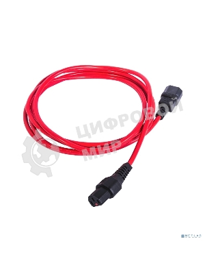 Шнур питания с фиксатором REM IEC 60320 C13/IEC 60320 C14, 10 А/250 В (3 * 1,0), длина 1,8 м, красный R-10-Cord-C13-C14-1.8-Red