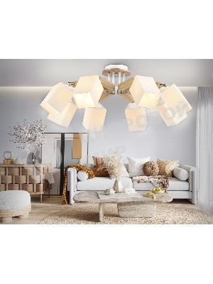 Светильник Ambrella light TR9522/8 WH/GD/FR белый/золото/белый матовый E27*8 max 40W D790*260