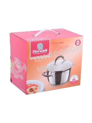 Кастрюля Rondell RDS-023 с\кр 18 см, (2,3л) Flamme (нерж.сталь 18/10,ручки из нерж.стали со вставкой силикон)