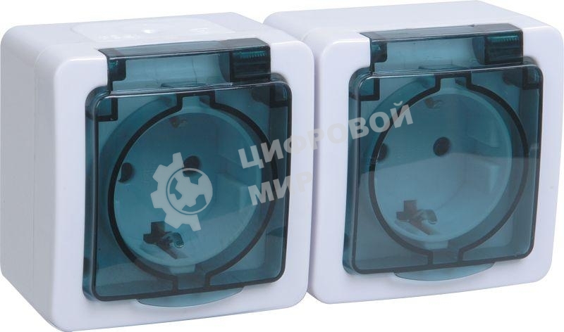 Розетка 2-м ОП Гермес Plus РСб22-3-ГПБд с защ. крышкой с заземл. IP54 (цвет крышки дымчатый) IEK ERMP22-K03-16-54-EC