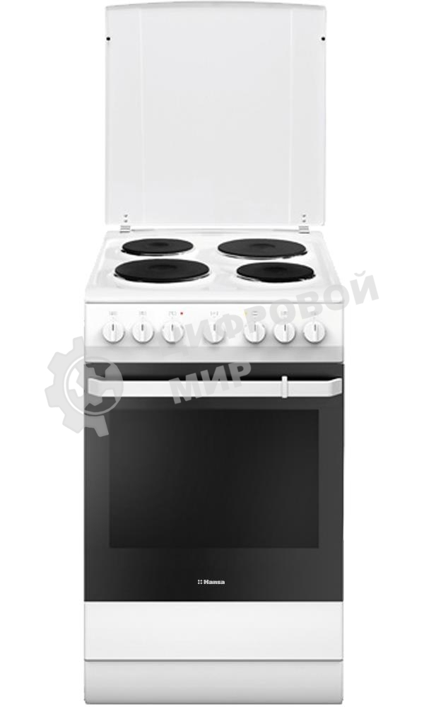 Плита электрическая Hansa FCEW54109 белый, конфорок 4 шт, духовка 65 л, 50 см x 85 см x 60 см