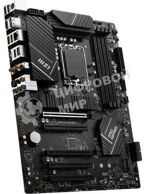 Материнская плата MSI PRO B760-P WIFI DDR4, LGA 1700, Intel B760, 4xDDR4, 4xSATA, 2xM.2, 1xPCIe 4.0 x16, 1xPCIe 4.0 x4, 3xPCIe 3.0 x1, 1xHDMI, 1xDP, 1xRJ45 2.5Gb, Wi-Fi 6E, Bluetooth 5.3, 1xUSB-C 3.2 Gen 2, 2xUSB-A 3.2 Gen 2, 4xUSB-A 2.0, 5x3.5мм, TOSLINK, 7.1, Standard-ATX