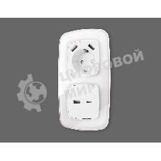 Лицевая панель OMEGA (Белый матовый) для розетки 2USB A+C QUANT OP1310