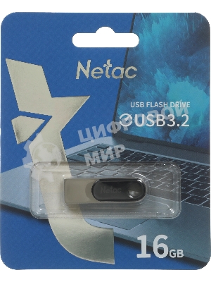 Флешка USB Netac U278 (NT03U278N-016G-32PN), 16Gb, USB 3.0, R/W 90/45, серебристый/черный
