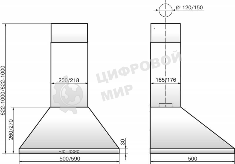 Вытяжка каминная Elikor Вента 60П-650-К3Д белый, 60 см, 650 куб. м/ч, 56 дБ