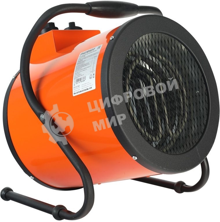 Электрокалорифер PATRIOT PT-R 5 633307265 (Мощность по ступеням 3.0/4.5 кВт, поток воздуха 420м3/час, вес 7кг)