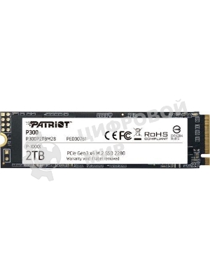 Накопитель SSD Patriot P300, 2Tb, PCIe 3.0 x4, M.2 2280, NVMe, R/W 2100/1650