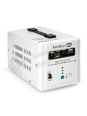 Стабилизатор напряжения ExeGate Expert Turbo AST-3000 (3000ВА, вход 80-260В, цветной дисплей, выход 220В±8%, КПД 98%, 5 уровней защиты, метал. корпус, 2*Schuko+клем.колодка, RTL)