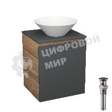 Тумба Bau Dream Blackwood 50 графит, раковина BAU Dream D43, выпуск клик клак, черный