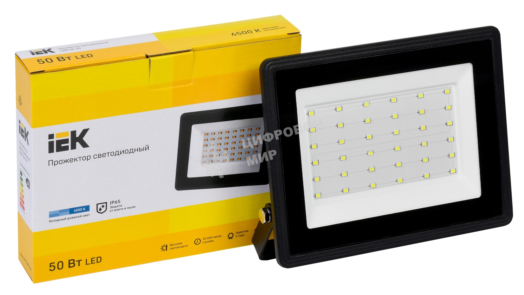 Прожектор светодиодный СДО 06-50 6500К IP65 черный ИЭК LPDO601-50-65-K02