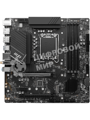 Материнская плата MSI PRO B760M-A WIFI DDR4, LGA 1700, Intel B760, 4xDDR4, 4xSATA, 2xM.2, 1xPCI-E 4.0 x16, 1xPCI-E 4.0 x4, 1xPCI-E x1, 2xHDMI, 2xDP, 1x 2.5Gb LAN, 2xUSB-A 2.0, 2xUSB-A 3.2 Gen 1, 2xUSB-A 3.2 Gen 2, 3x3.5 мм, 7.1, Micro-ATX