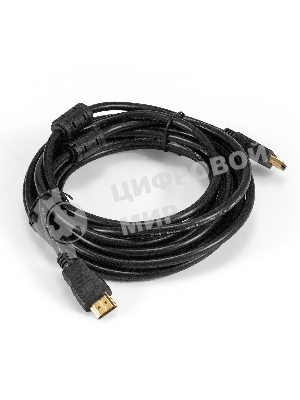 Кабель HDMI ExeGate EX-CC-HDMI-5.0F (19M/19M, 5м, v1.4b, ферритовые кольца, позолоченные контакты)