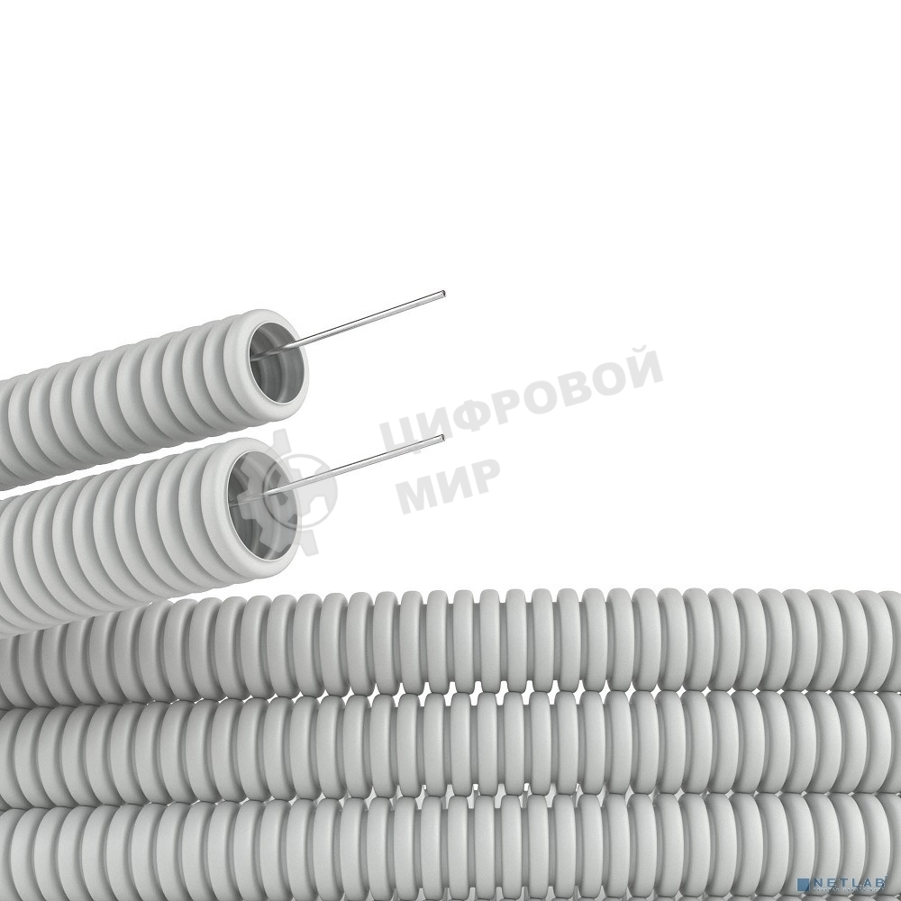 Труба гофрированная ПВХ d32 мм с протяж. сер. (уп.25 м) ДКС