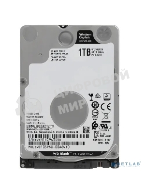 Жесткий диск WD 1Tb 7200rpm SATA-III WD10SPSX черный 64Mb 2.5