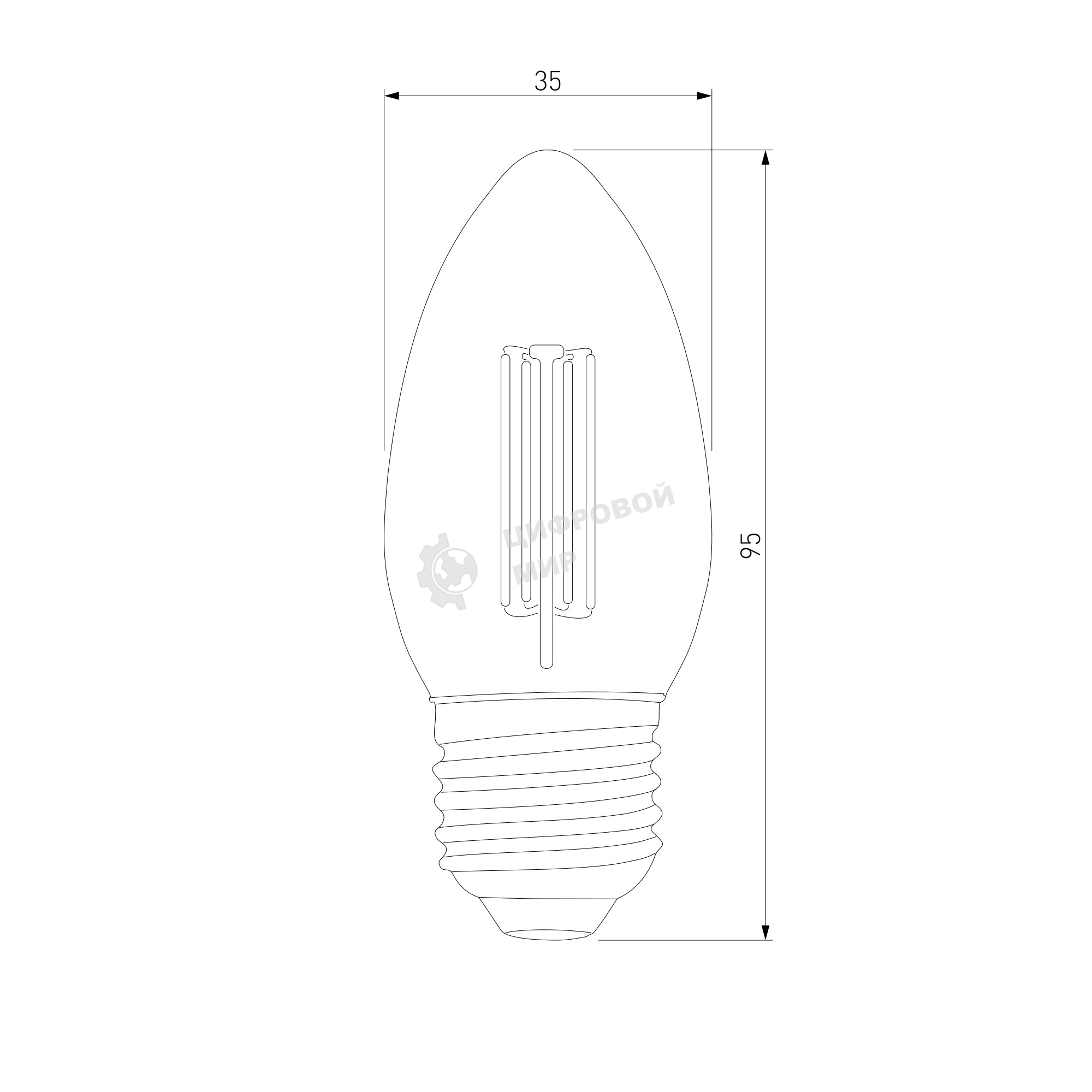 BLE2706/ светодиодная лампа Свеча F 9W 4200K E27 (C35 прозрачный)