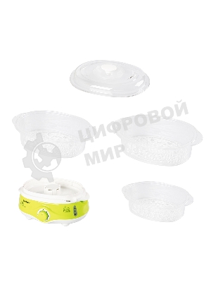 Пароварка электрическая Endever Vita-171, белый/зеленый, мощность 1000 Вт, объем 11 л