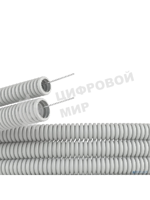 Труба гофрированная ПВХ d16 мм тяжелая с протяж. сер. (уп. 100 м) ДКС 91516