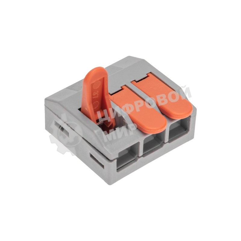 Универсальная клемма Rexant СМК 222-613/221-613, 3-проводная серая 0,5-4/6 мм² (25 шт/уп)