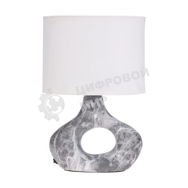 Светильник декоративный настольный Rexant Форте, основание кольцо под черный мрамор, белый абажур, цоколь Е27, 60Вт