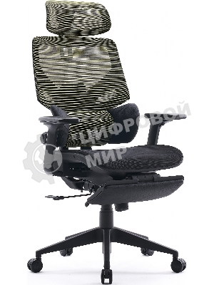 Кресло Cactus CS-CHR-MC01-LGNBK салатовый, сетка, подголовник, подставка для ног