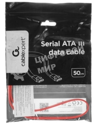 Кабель интерфейсный SATAIII Cablexpert CC-SATAM-DATA, 50 см, 7pin/7pin, защелка, пакет