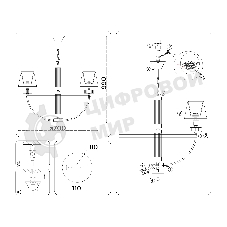 Люстра Ambrella light LH71251/5 BS/WH латунь/белый E14/5 max 40W D700*990
