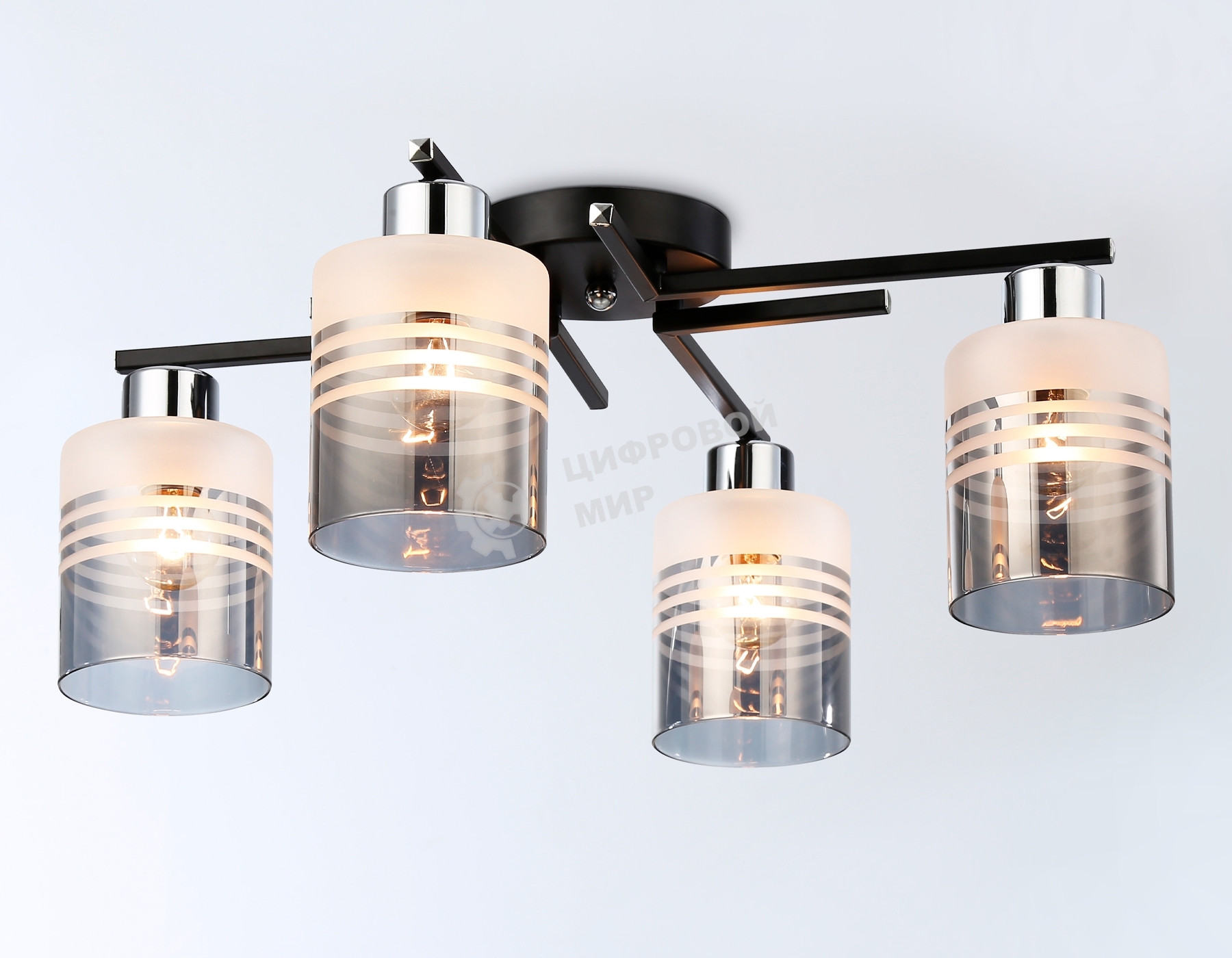 Светильник Ambrella light TR303212/4 BK/CH/SM/FR черный/хром/дымчатый/белый матовый E27*4 max 60W D515*200