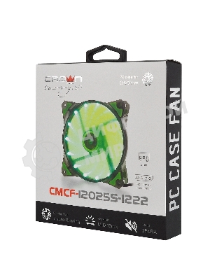 Вентилятор для корпуса Crown CMCF-12025S-1222 черный/зеленый, 120 мм, 1650 об/мин, 28 дБ, 3 pin