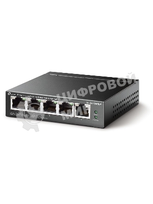 Коммутатор TP-Link 5-Port Gigabit Unmanaged Switch with 4-Port PoE+, metal case, desktop mount, PoE budget 40W.