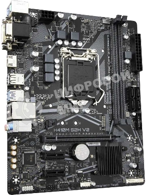 Материнская плата Gigabyte H410M S2H V2, LGA 1200, Intel H470, 2xDDR4, 4xSATA, 1xM.2, 1xPCIe 3.0 x16, 2xPCIe 3.0 x1, 1xDVI-D, 1xHDMI, 1xVGA, 1x 1Gb LAN, 2xUSB-A 3.2 Gen 1, 4xUSB-A 2.0, 3x3.5 мм, 7.1, Micro ATX
