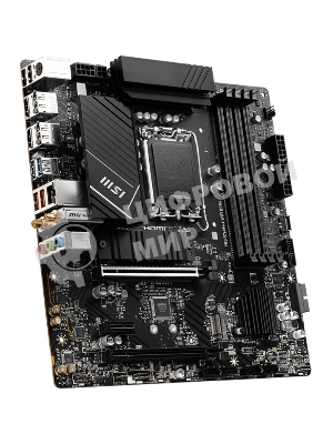 Материнская плата MSI PRO B760M-A WIFI DDR4, LGA 1700, Intel B760, 4xDDR4, 4xSATA, 2xM.2, 1xPCI-E 4.0 x16, 1xPCI-E 4.0 x4, 1xPCI-E x1, 2xHDMI, 2xDP, 1x 2.5Gb LAN, 2xUSB-A 2.0, 2xUSB-A 3.2 Gen 1, 2xUSB-A 3.2 Gen 2, 3x3.5 мм, 7.1, Micro-ATX