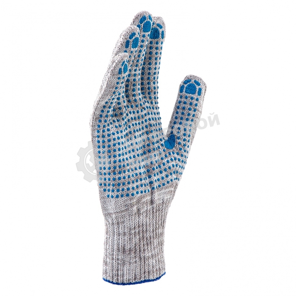 Перчатки трикотажные, с ПВХ точкой, серый меланж, 10 класс Россия