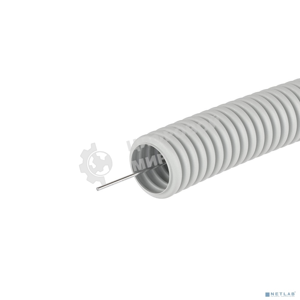 Труба гофрированная ПВХ d32 мм с протяж. сер. (уп.25 м) ДКС