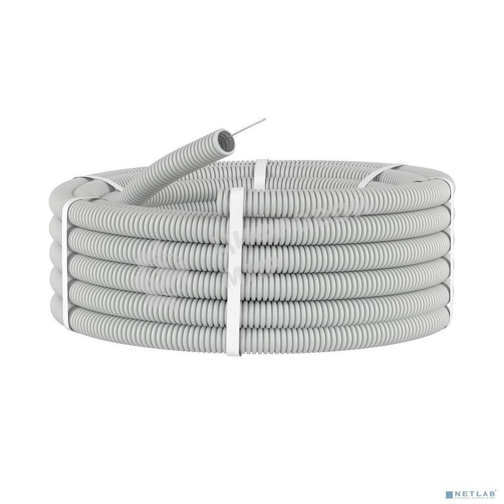 Труба гофрированная ПВХ d16 мм тяжелая с протяж. сер. (уп. 100 м) ДКС 91516