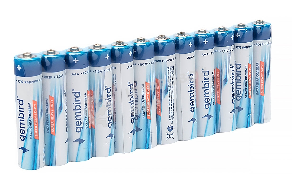 Батарейки солевые Gembird GB-R03P-12F, тип AAA, 12шт, пленка