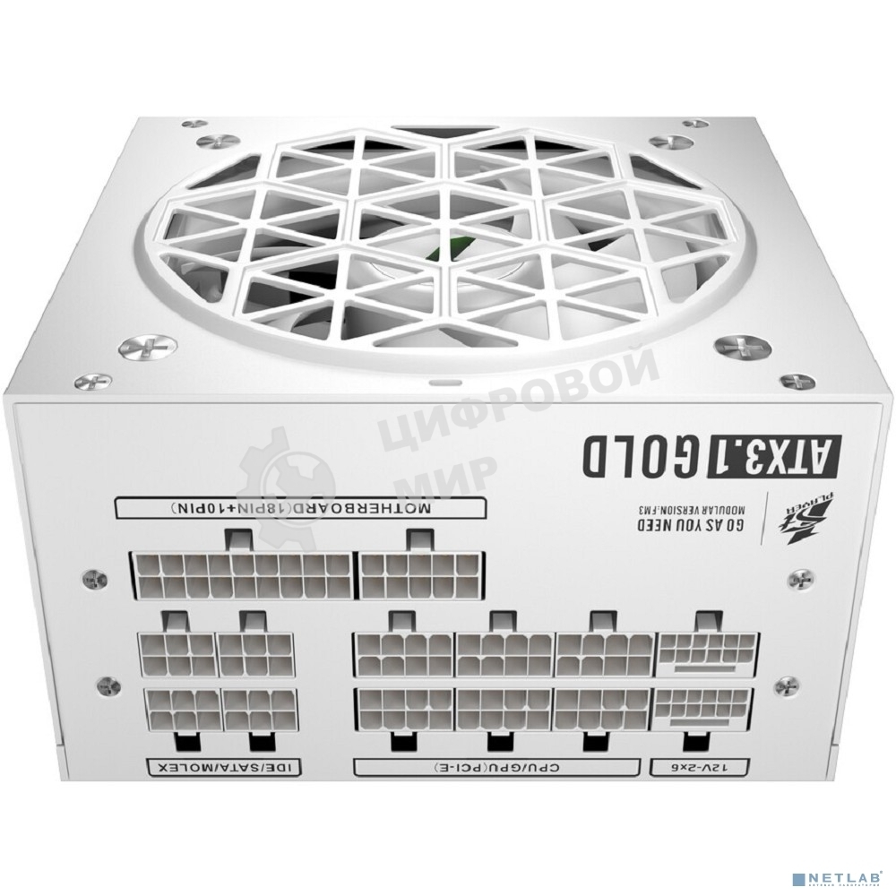 Блок питания 1STPLAYER NGDP GOLD 750W White, ATX 3.1, APFC, 80 PLUS Gold, LLC+DC-DC, full Japan solid-state caps, 120мм fan, full modular, HA-750BA4-WH