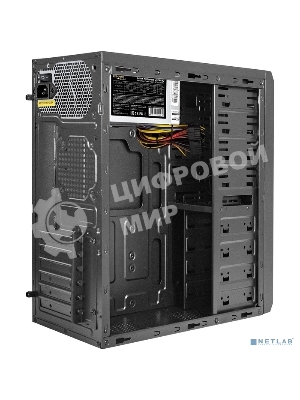Компьютерный корпус Miditower ExeGate UN-605B-UNS450 (ATX, БП UNS450 с вент. 12см, 2*USB, аудио, блокировка, черный)