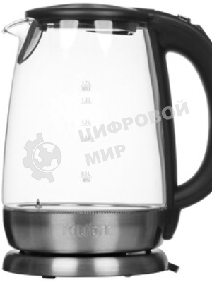 Чайник электрический Kitfort КТ-628 1.7 л, 2200 Вт, серебристый (корпус: стекло)